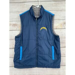 NFL San Diego Chargers Reversible Puffer Vest Mens XL Blue Gray Full Zip